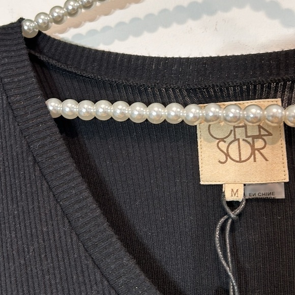 Chaser ribbed long sleeve V-neck pull over shirt button cuff medium new w tags - Picture 2 of 6